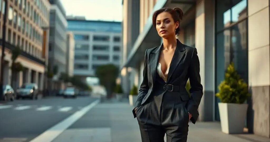 Conjunto de blazer e calça de alfaiataria