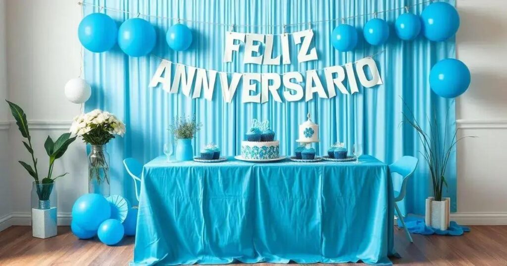 decoração de aniversário simples para homem azul