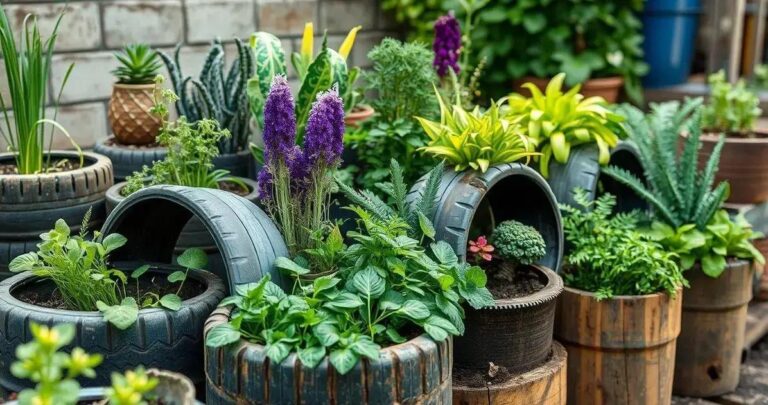 Horta em pneus reciclados: passo a passo criativo
