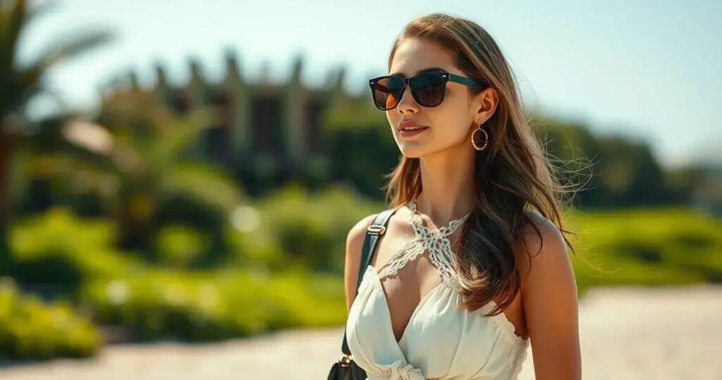 Roupa para usar com óculos de sol feminina