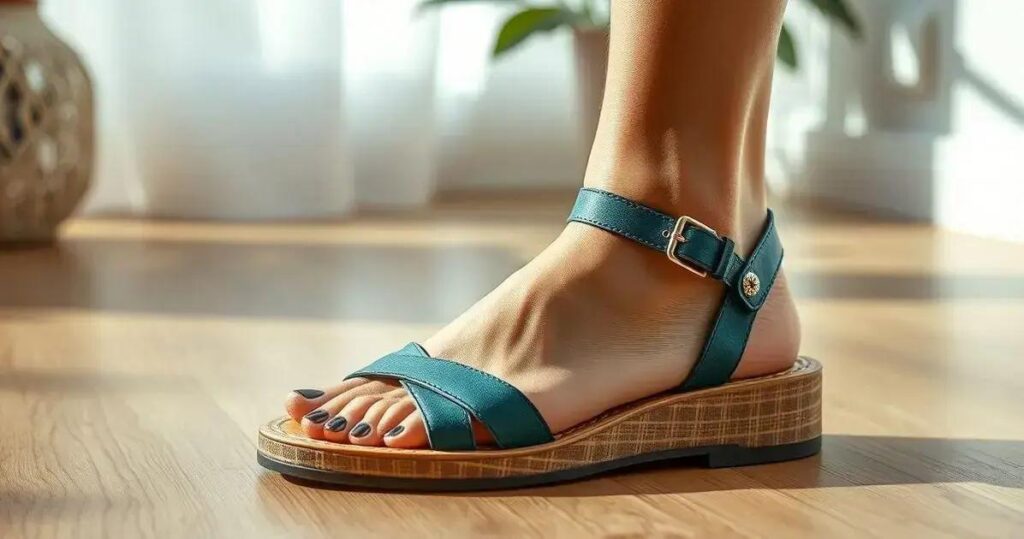 Sandália de salto bloco