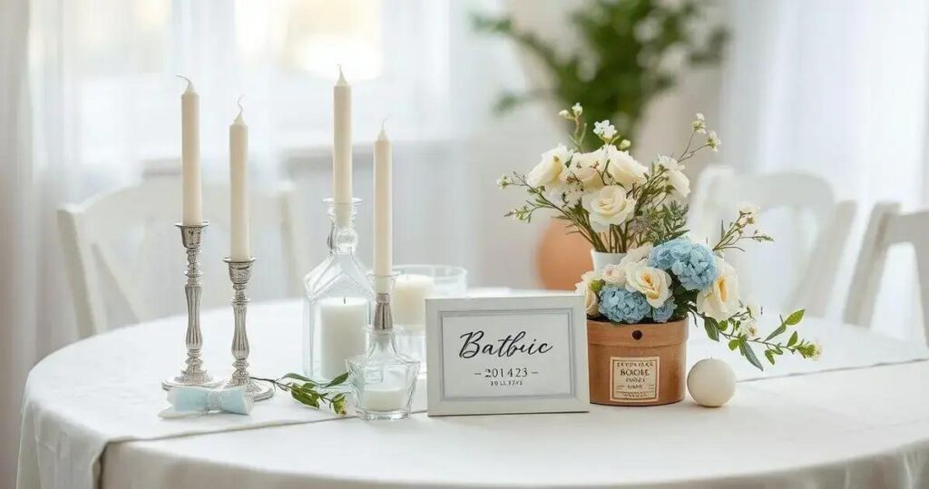 decoração de batizado simples masculino