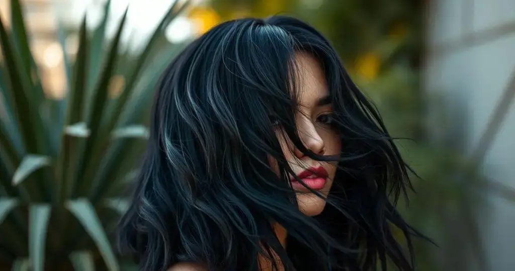 cabelo preto azulado