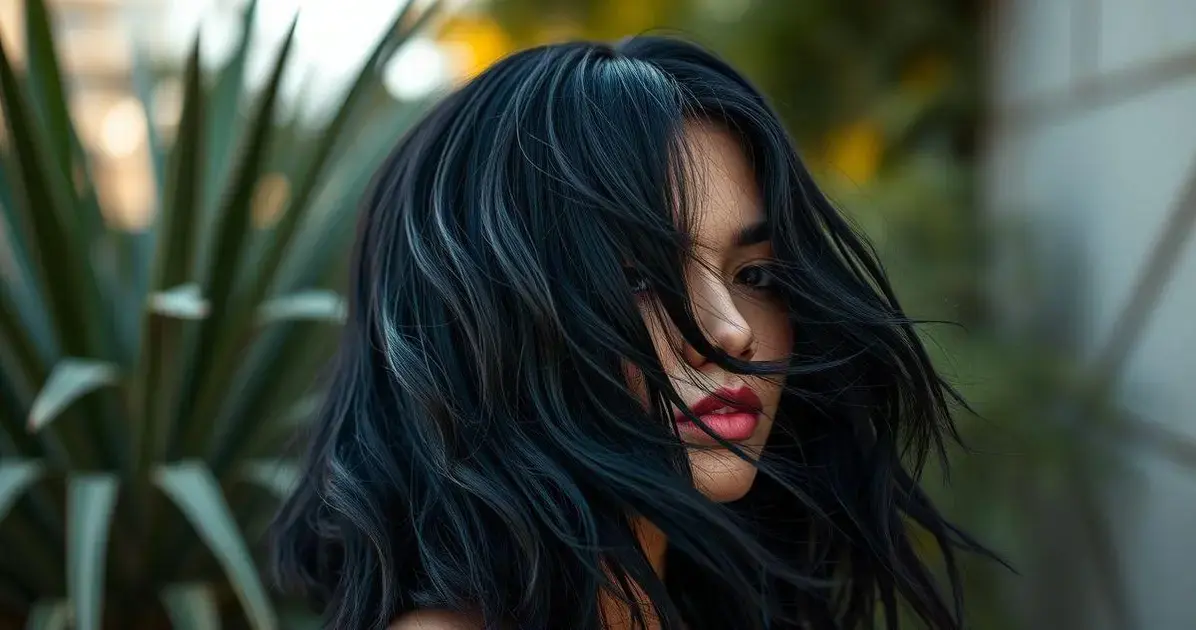 cabelo preto azulado