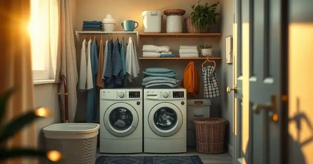 Dicas para uma organização eficiente de uma lavanderia pequena Decoração de lavanderia pequena: organização eficiente