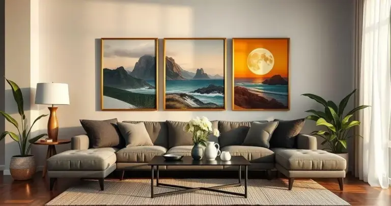 Decoração de sala com quadros grandes: impacto visual