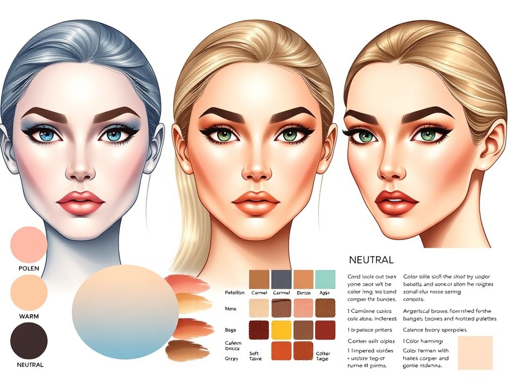 Gráfico ilustrando a teoria das cores para escolher a paleta de sombras neutras certa para diferentes tons de pele.