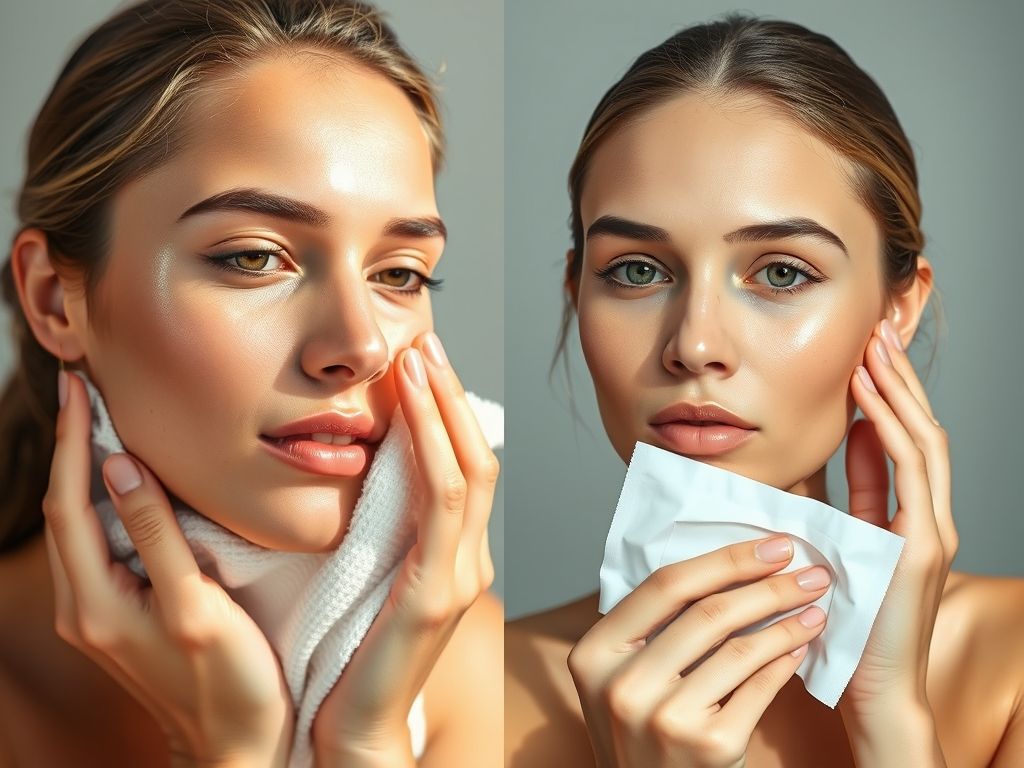 Comparação do uso de lenços demaquilantes em pele oleosa e pele seca.
