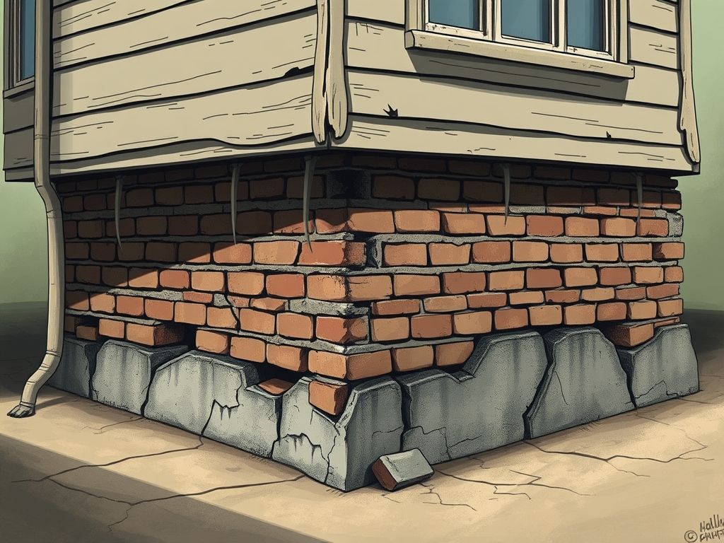 Ilustração de uma fundação rachada de uma casa, simbolizando um relacionamento danificado pela falta de comunicação.