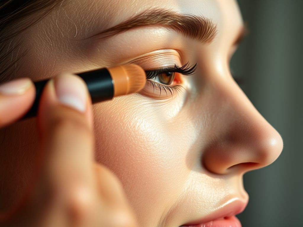 Aplicação de contorno em bastão na maçã do rosto.