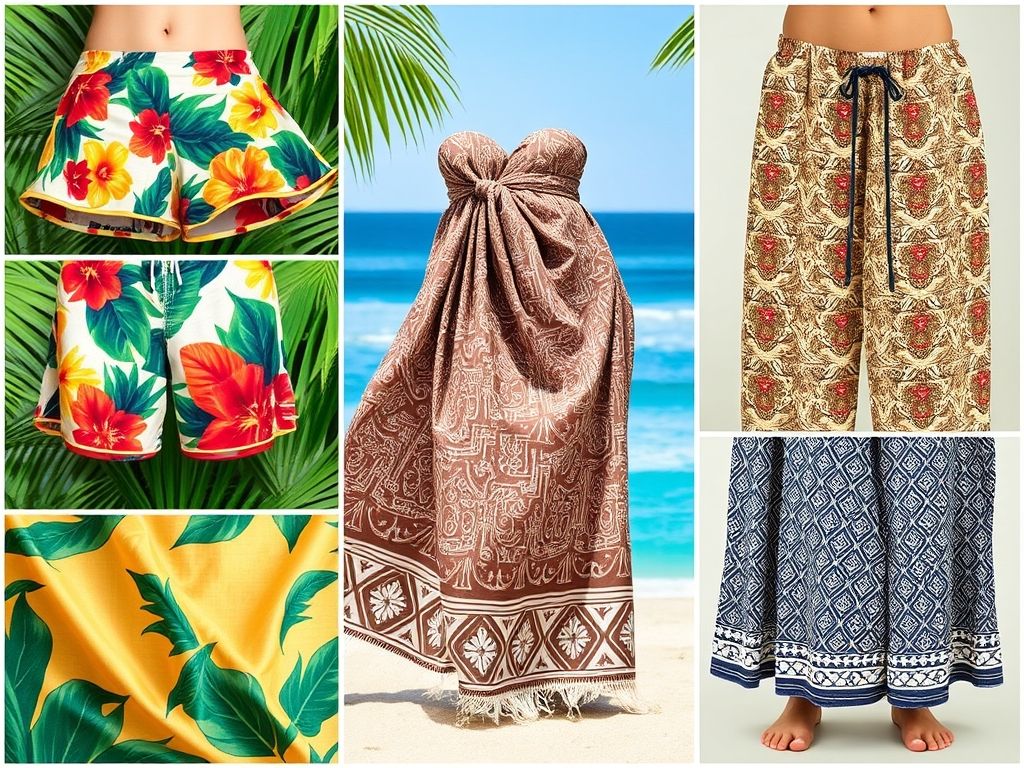 Colagem de diferentes estampas e estilos de saia pareô.