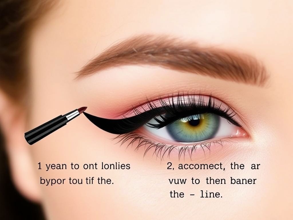 Imagem demonstrando o passo a passo do delineado gatinho.