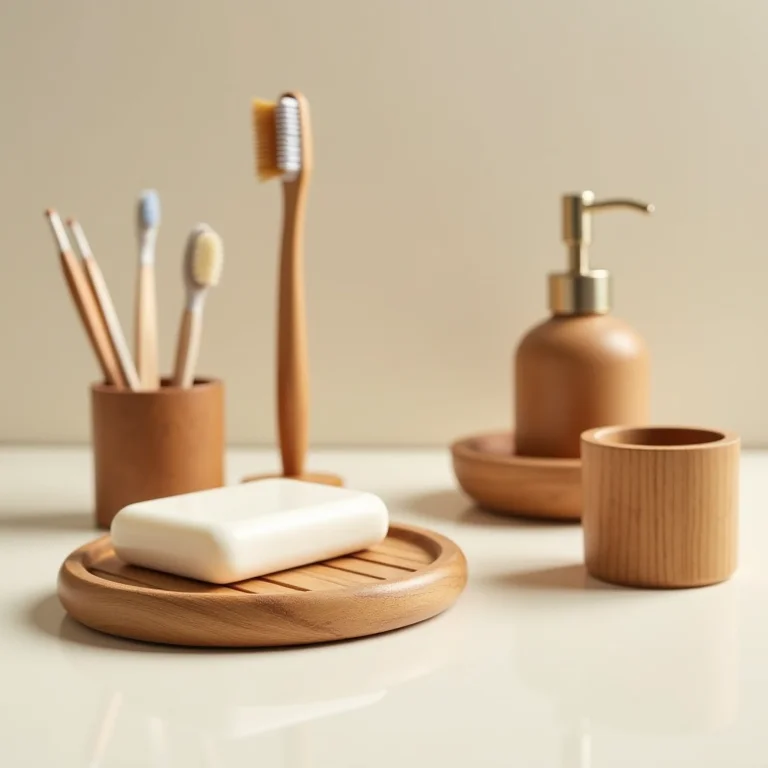 Acessórios de madeira para banheiro