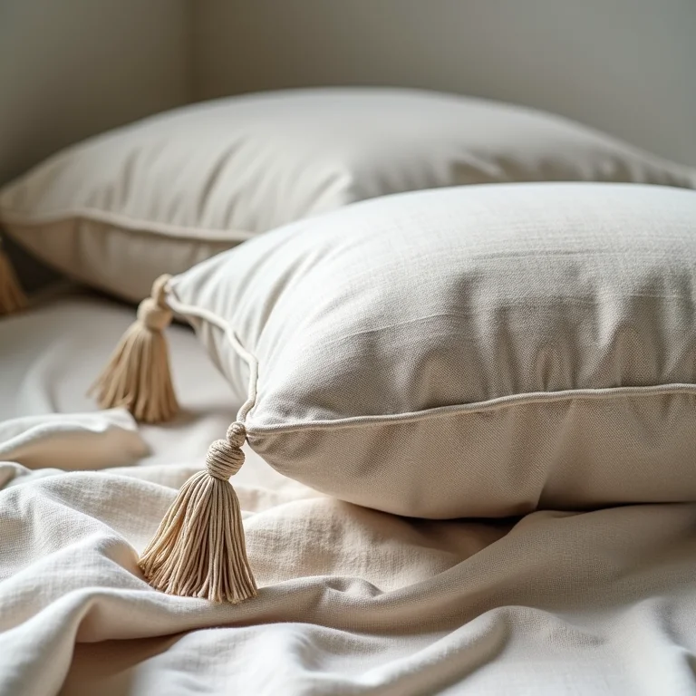 Almofada texturizada com detalhes em tassel.