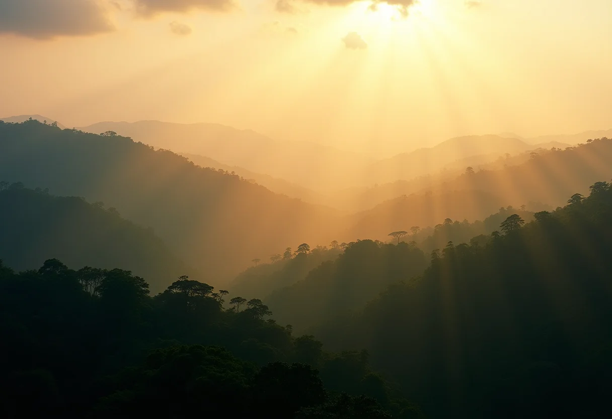 Amanhecer na Floresta Amazônica, fauna rica e diversa