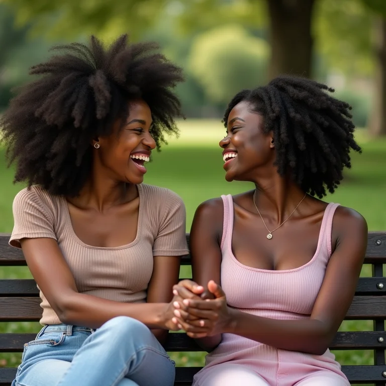 Amigas diversas compartilhando risadas no parque