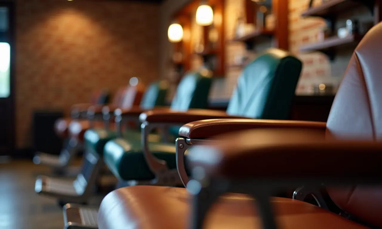 Amostras de cores e materiais usados em decoração de barbearia.