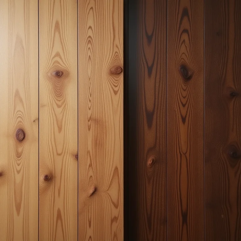 Amostras de madeira clara e escura para banheiro.