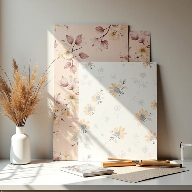 Amostras de papel de parede para decoração de quarto