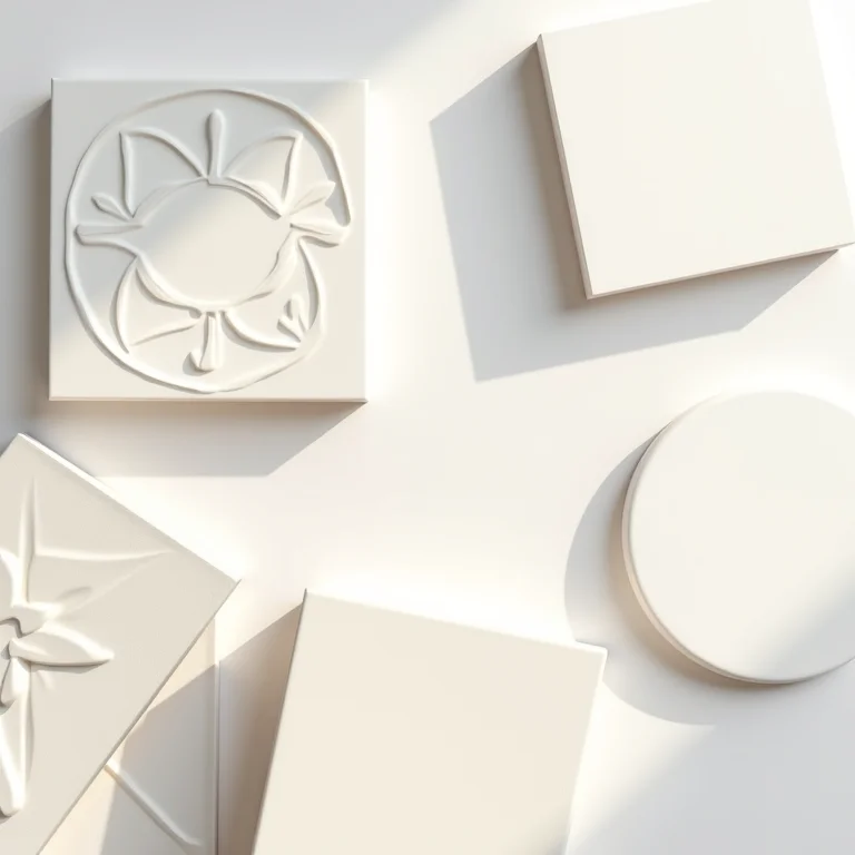 Amostras de revestimentos 3D de diferentes materiais