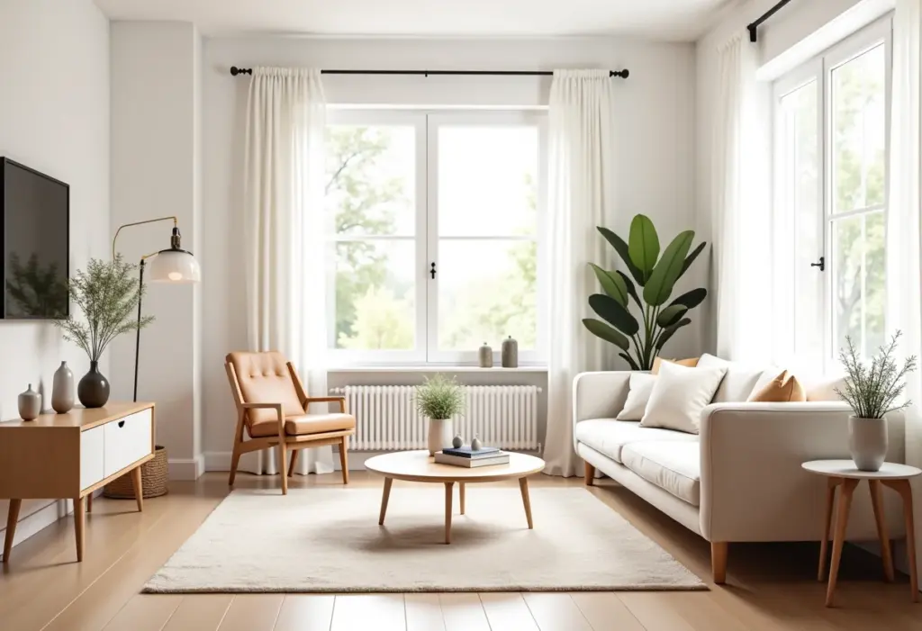 Apartamento pequeno decorado com estilo minimalista e funcional.