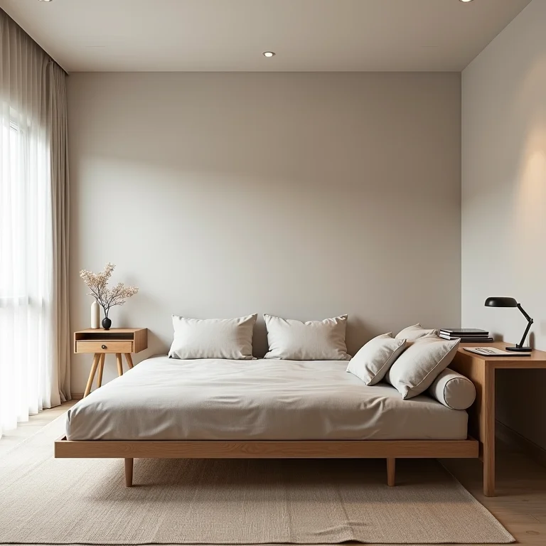 Apartamento studio com móveis multifuncionais que otimizam o espaço.