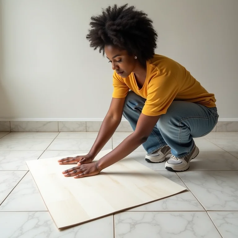 Aplicação de piso vinílico autoadesivo