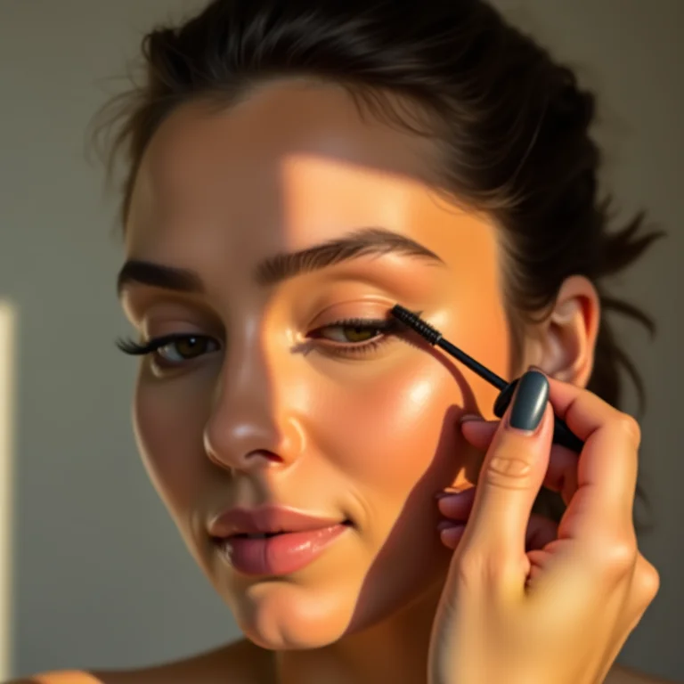 Aplicando máscara de cílios para alongar e dar volume aos cílios