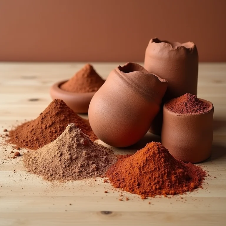 Argilas naturais da Argila Brasil em diferentes cores e texturas.