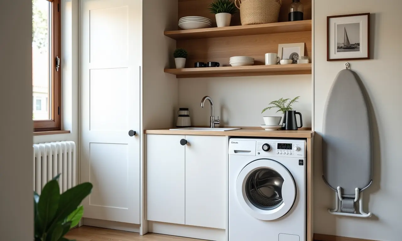 Armários planejados em lavanderia otimizada.