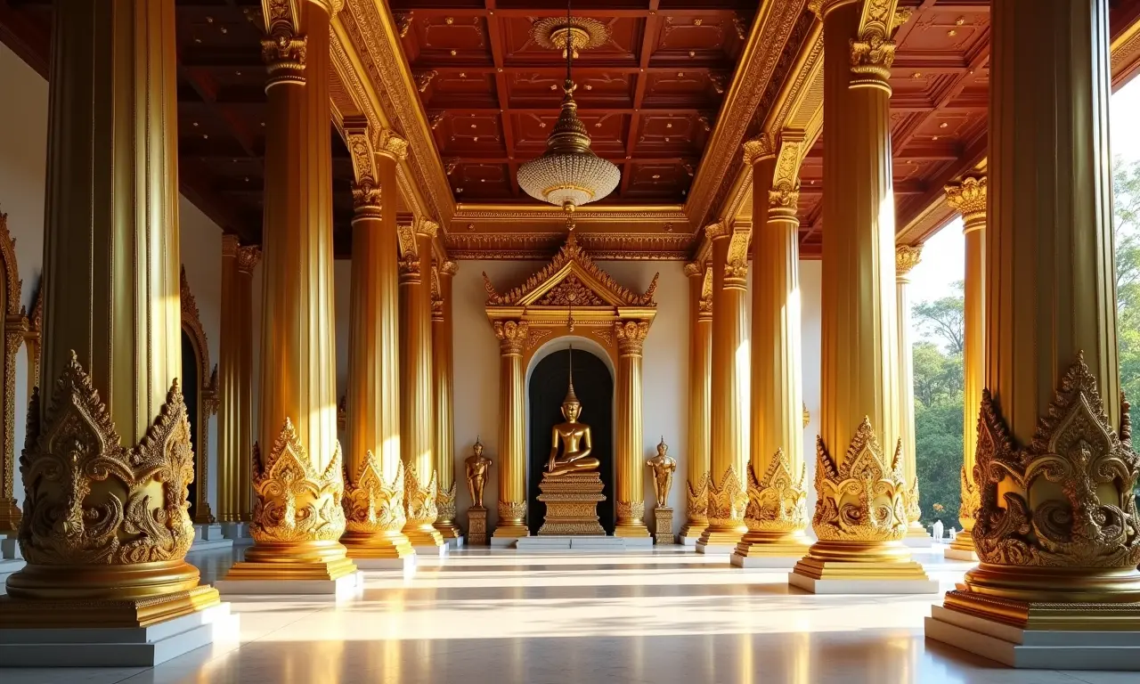 Arquitetura elegante de Wat Mai Suwannaphumaham, Laos.