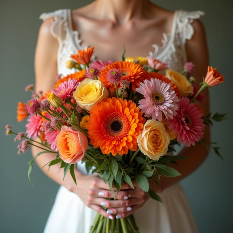 Arranjo de flores de casamento com cores e estilos que não combinam
