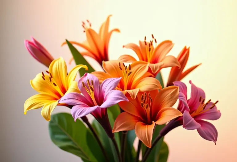 Arranjo exuberante com flores raras e exóticas