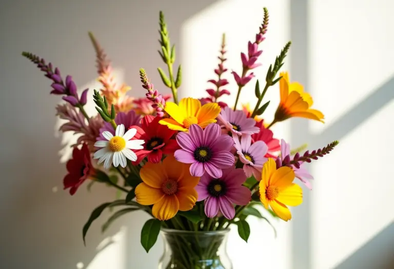 Arranjo exuberante de flores raras e exóticas.