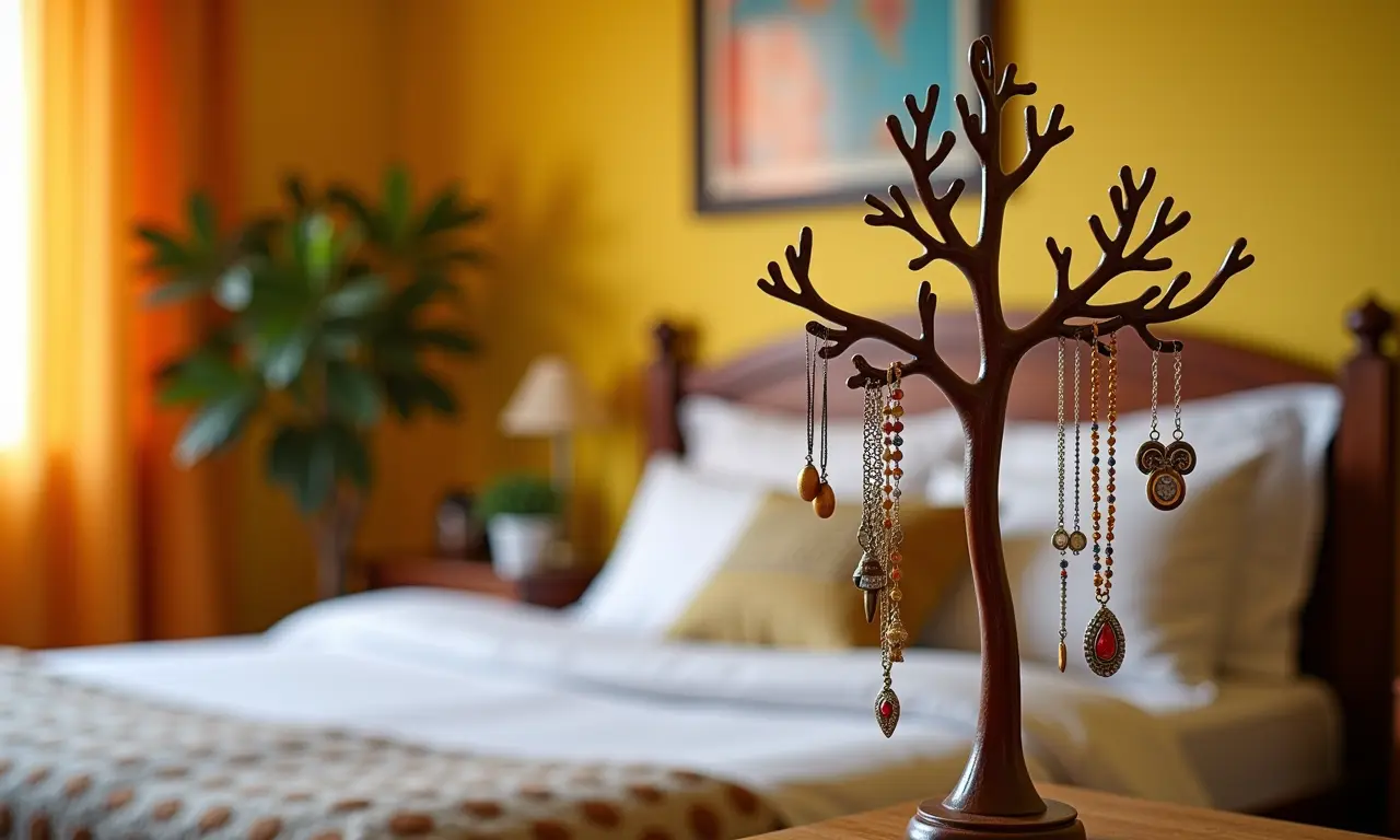 Árvore porta-bijuterias charmosa e prática.
