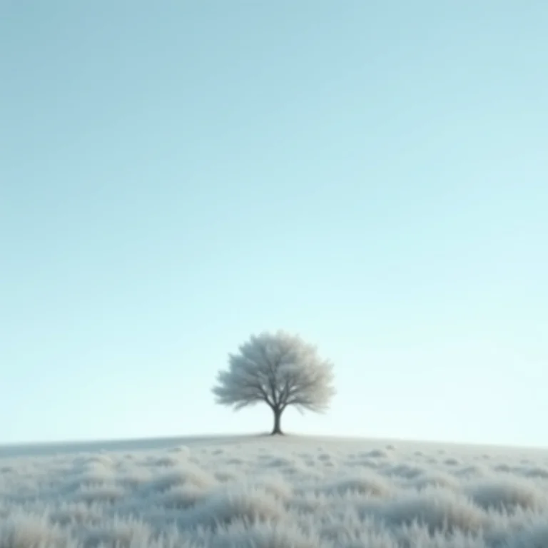 Árvore solitária contra um céu vasto usando espaço negativo