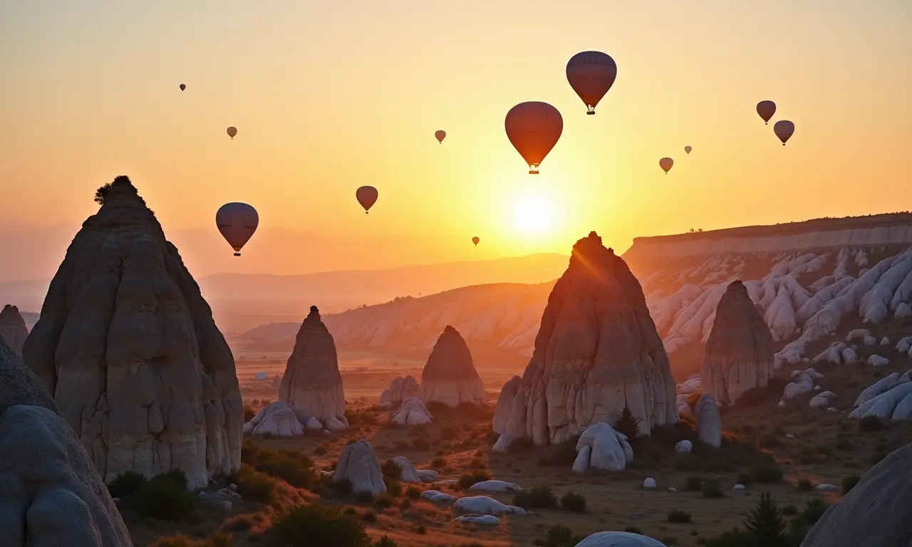 As formações rochosas únicas da Capadócia.
