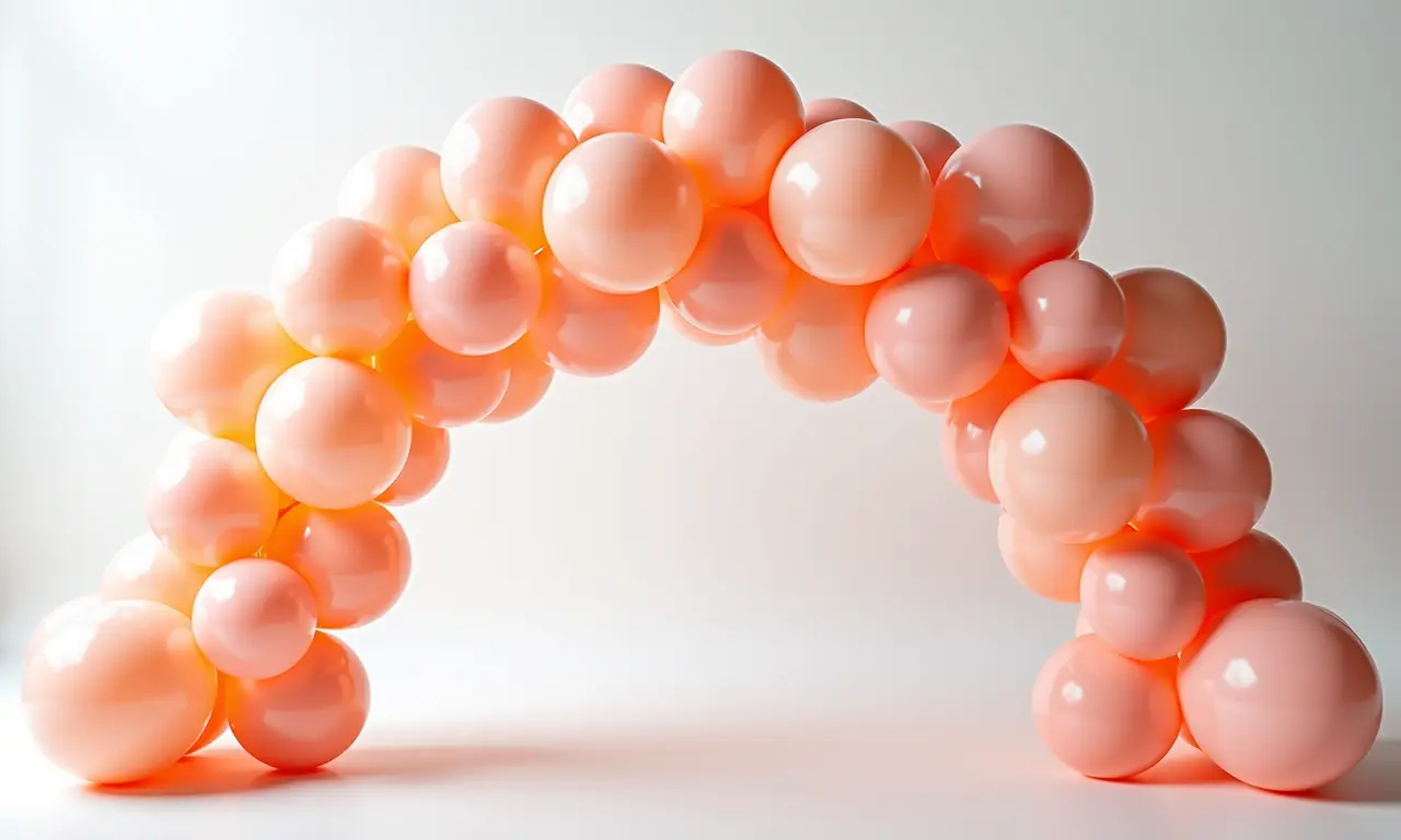 Balões de gás hélio em arco desconstruído.