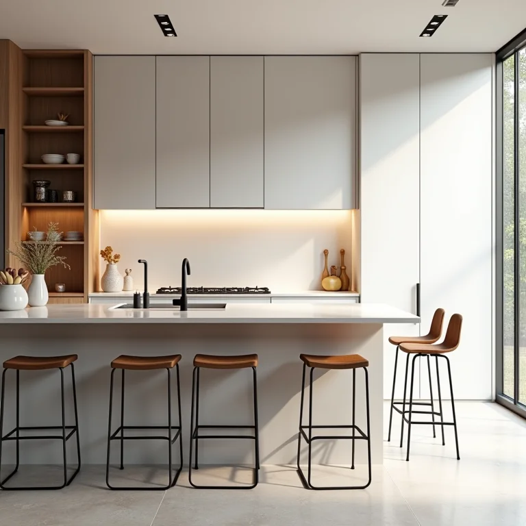 Bancada americana funcional para refeições e preparo