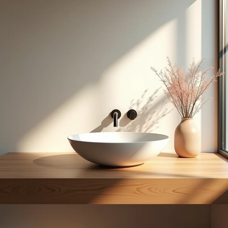 Bancada de madeira para banheiro com cuba