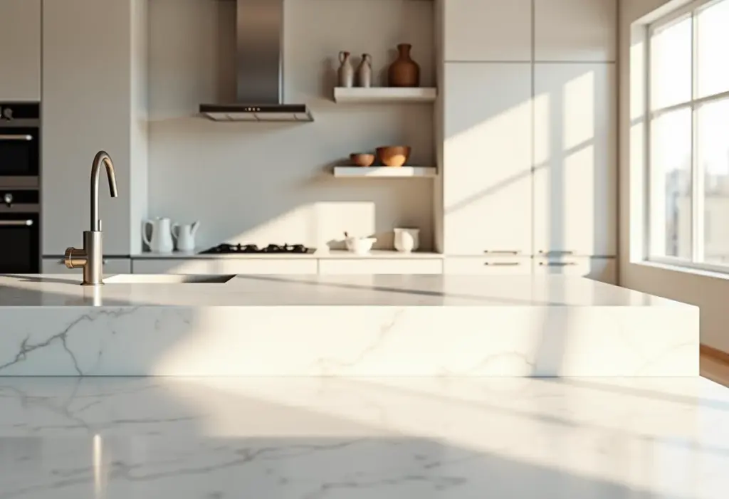 Bancada de porcelanato elegante em cozinha moderna