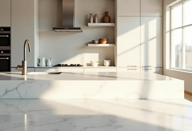 Bancada de porcelanato elegante em cozinha moderna