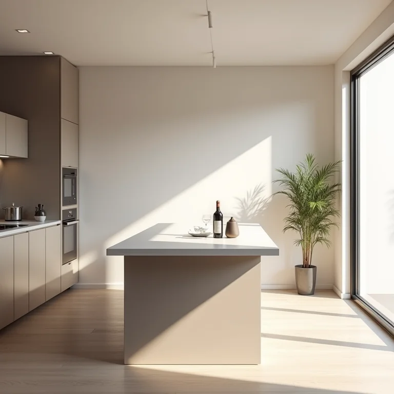 Bancada estreita como divisória entre cozinha e sala de estar