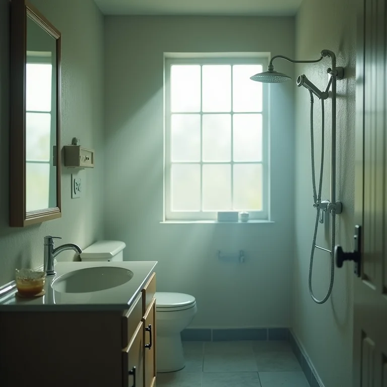 Banheiro sem ventilação adequada, com mofo e umidade