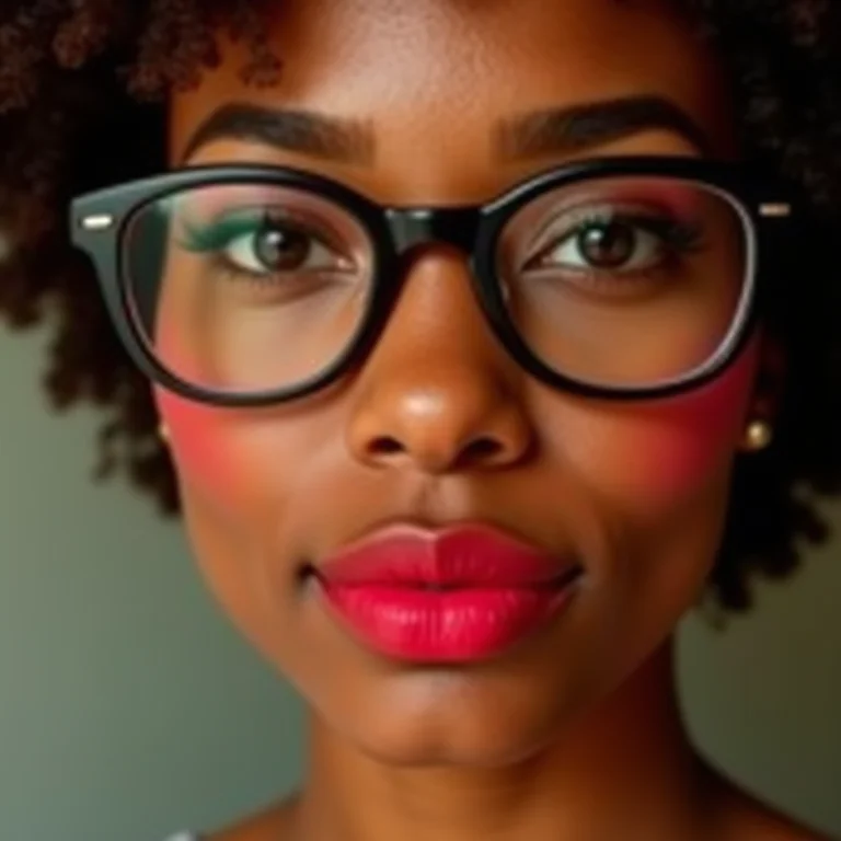 Batom vibrante para equilibrar a atenção no rosto com óculos