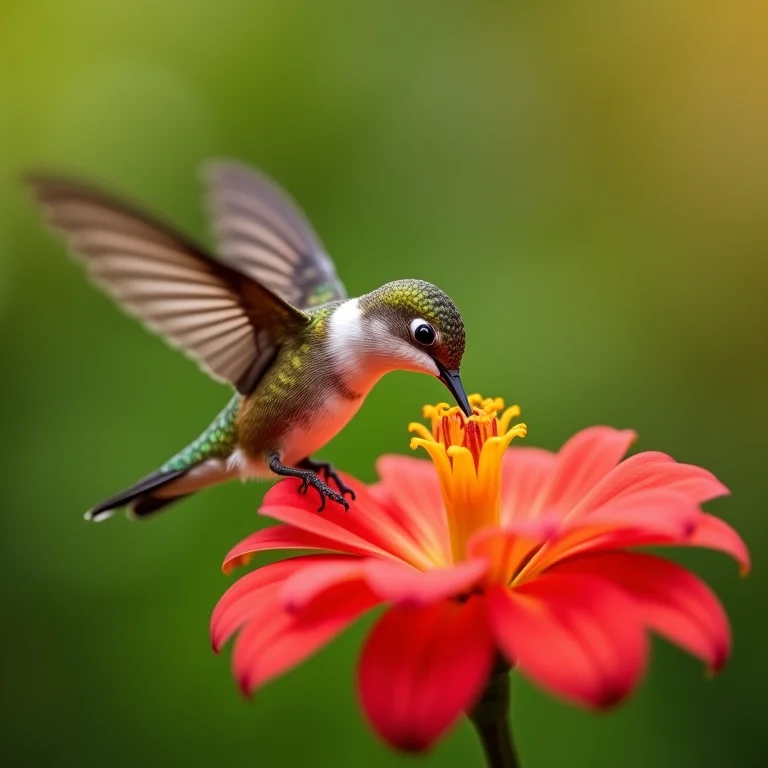 Beija-flor voando em alta velocidade