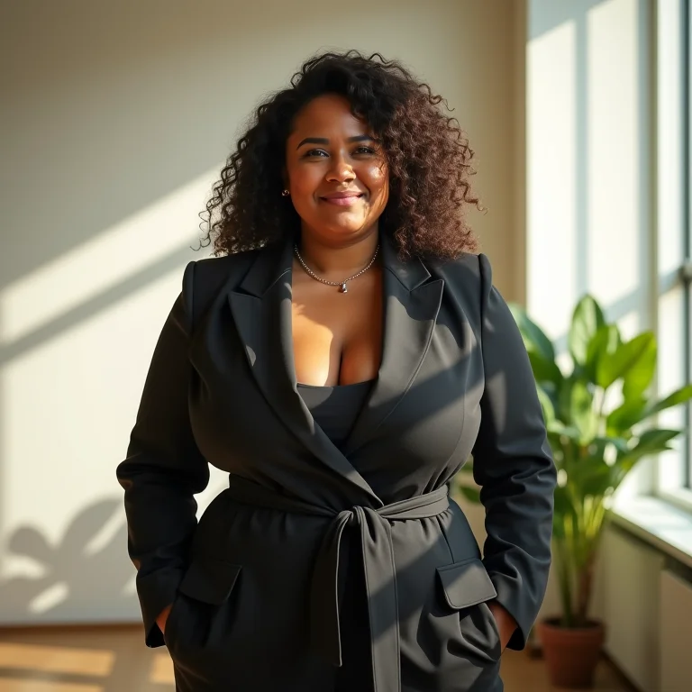 Blazer acinturado valorizando a silhueta