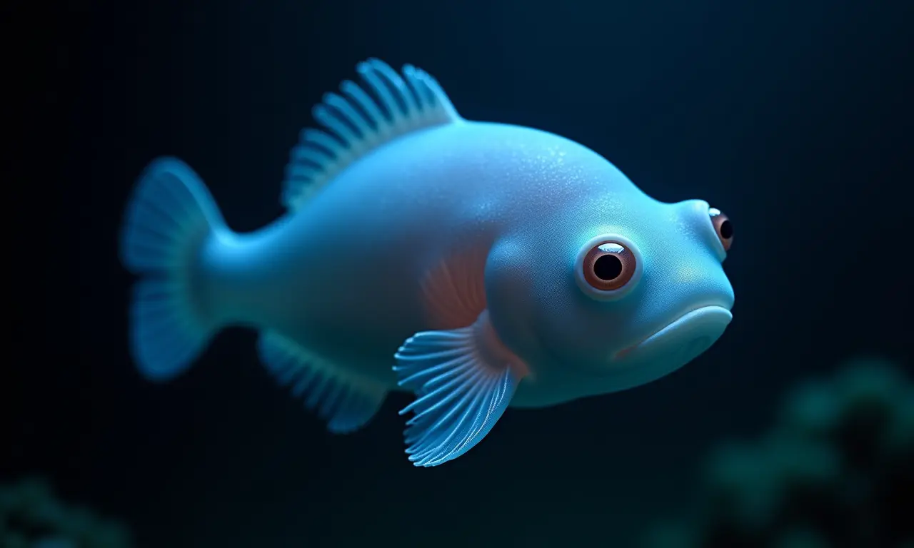 Blobfish em seu habitat natural no fundo do mar.