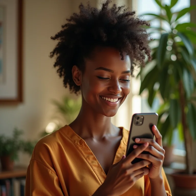 Blogueira interagindo com seus seguidores nas redes sociais.