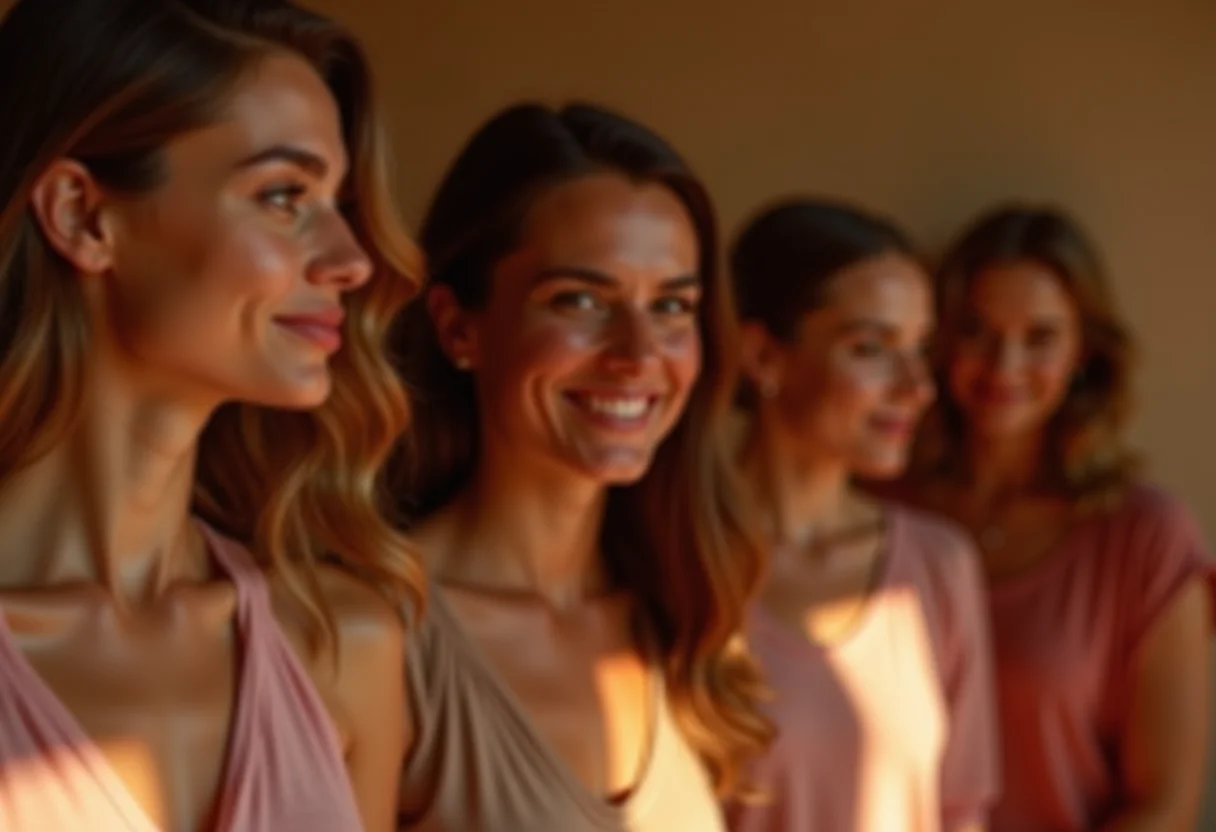 Blogueiras de beleza diversas colaborando em um projeto de parceria.